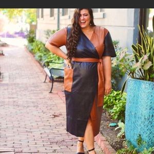 Eloqii faux leather dress